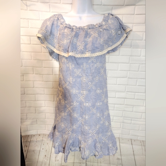 Miss Me Blue Seersucker Embroidered Dress - Picture 6 of 11